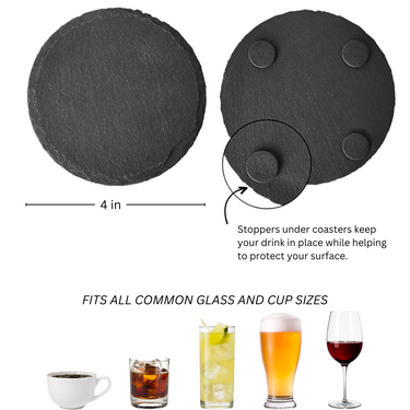 Round Groomsmen Slate Coasters for Wedding | Personalized Wedding Coasters